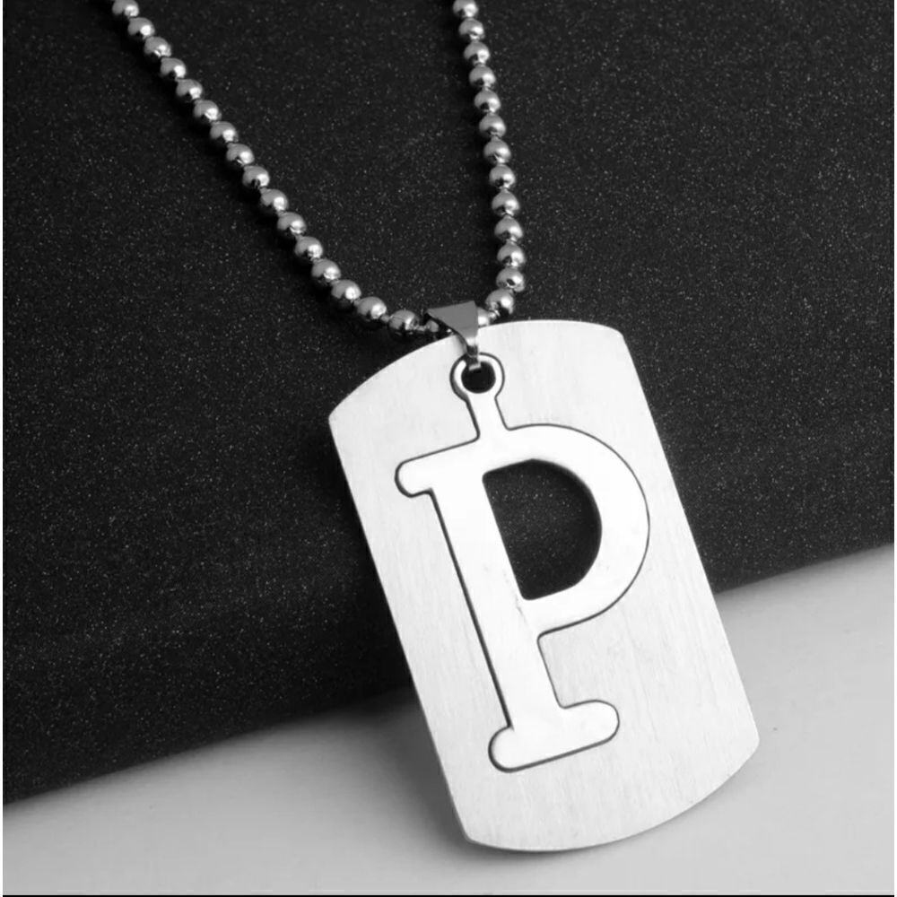 P INITIAL PENDANT NECKLACE stainless steel rhinestone hip hop punk